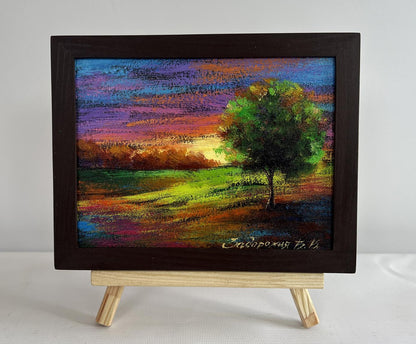 Oil painting Romantic evening by V. Zadorozhnya in wooden frame