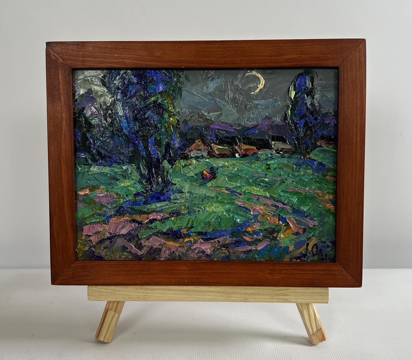 Oil painting Light from the Moon by Oleksiy Ivanyuk moonlit landscape