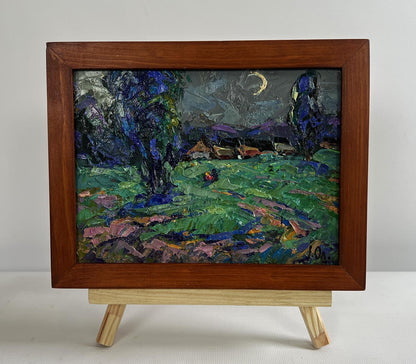 Oil painting Light from the Moon by Oleksiy Ivanyuk moonlit landscape