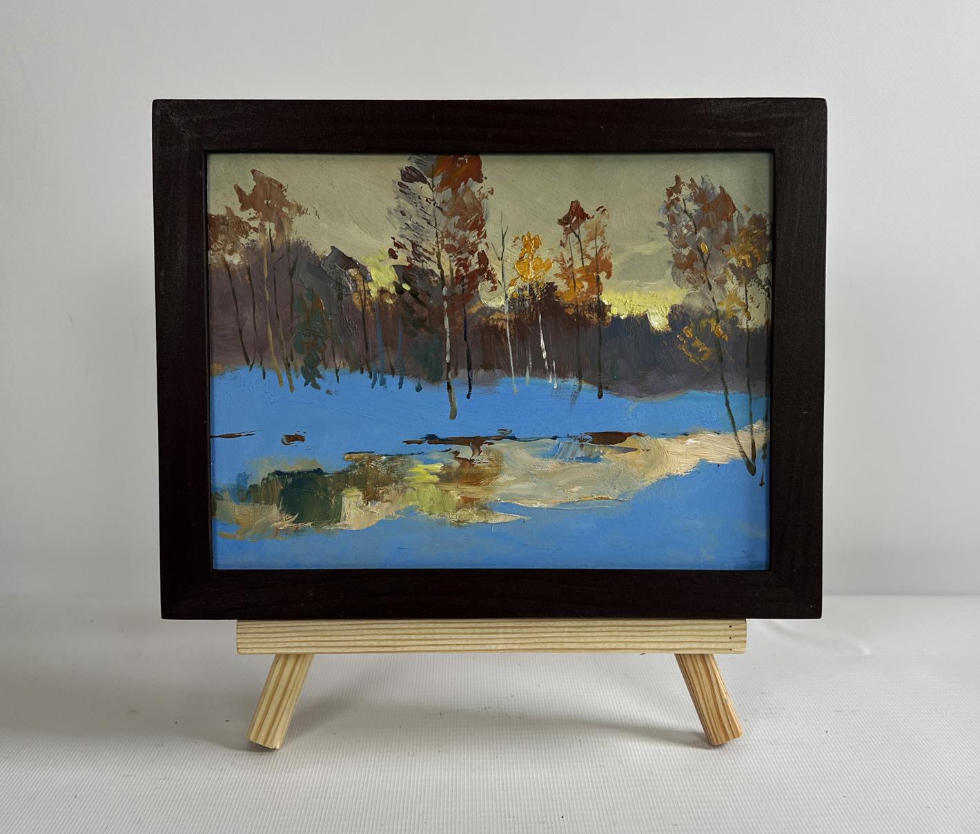 Framed oil painting Reflection of a yellow sunset by Yuriy Suprunchuk