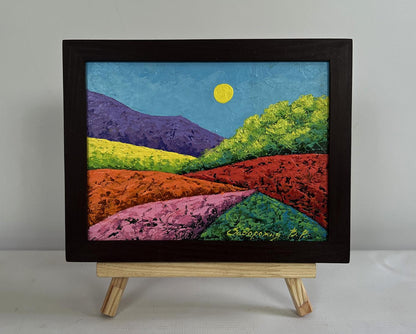 Oil painting Warm wind among the meadows by V. Zadorozhnya in wooden frame