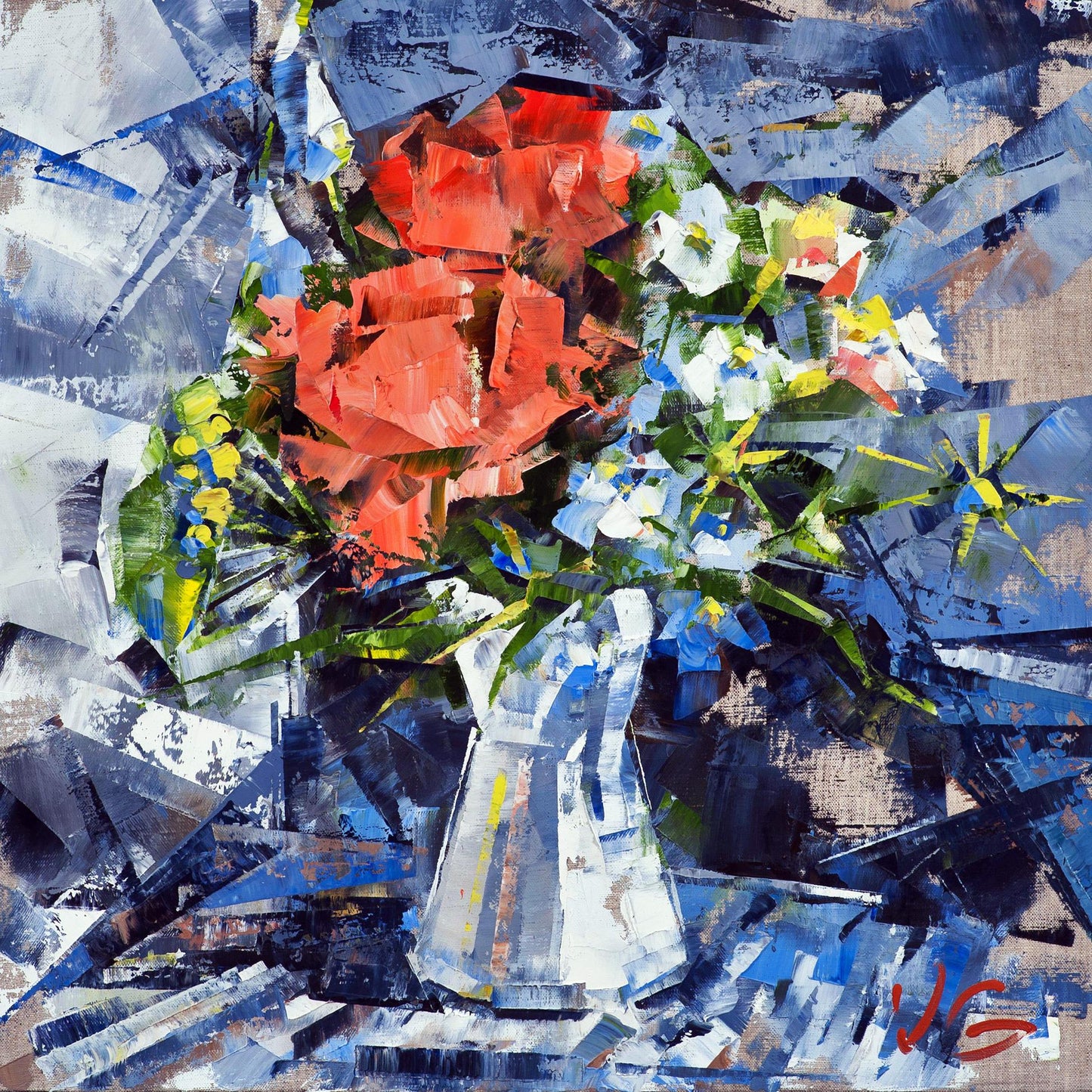 Oil painting Kaleidoscope of Bloom by Volodymyr Gluhomanyuk with roses