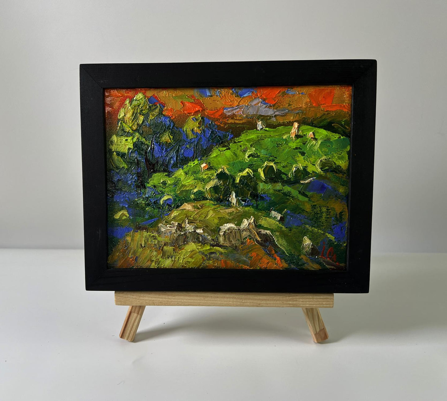 Oil painting Summer forest zone by Oleksiy Ivanyuk in black frame