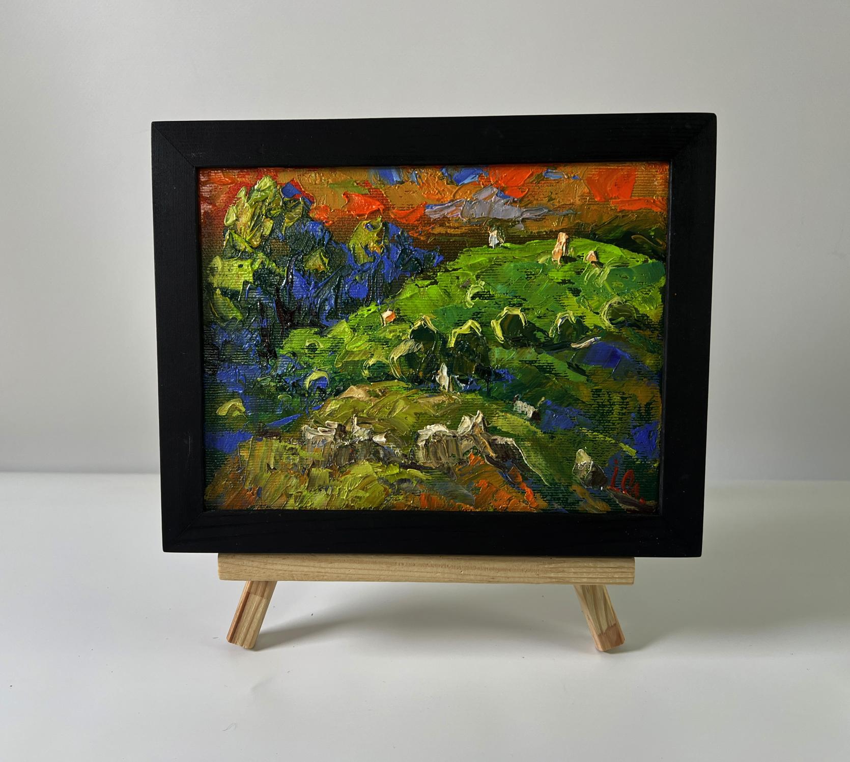 Oil painting Summer forest zone by Oleksiy Ivanyuk in black frame