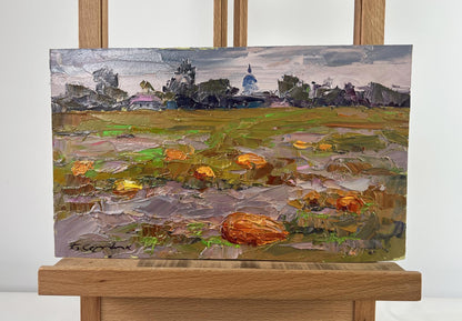 Oil painting Autumn has come to the pumpkin field by Boris Serdyuk