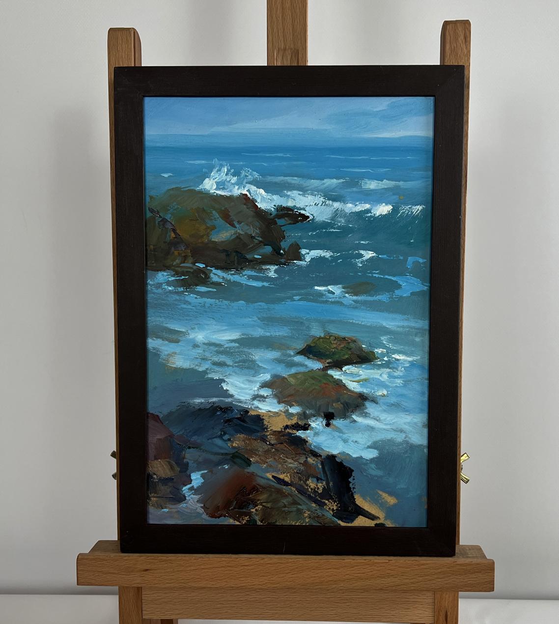 Oil painting Sunny day at sea by Yuriy Suprunchuk in wooden frame