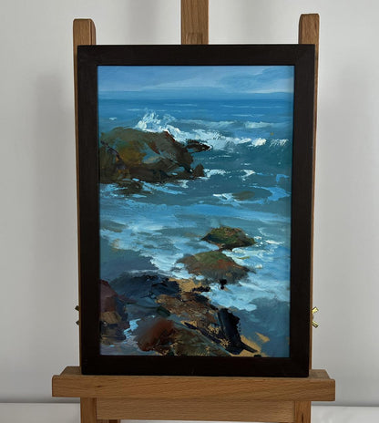 Oil painting Sunny day at sea by Yuriy Suprunchuk in wooden frame