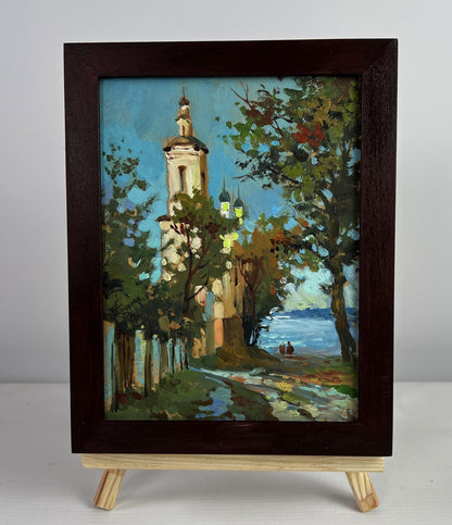 Oil painting Towers of the Monastery Yuriy Suprunchuk autumn church tower