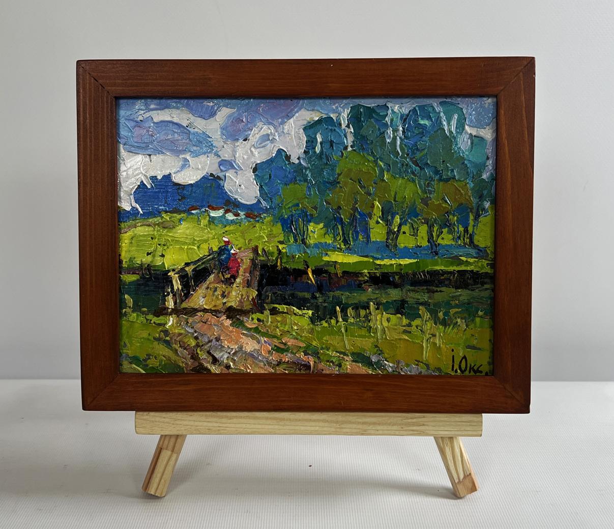Rustic oil painting To the Other Side by Oksana Ivanyuk, vibrant countryside scene