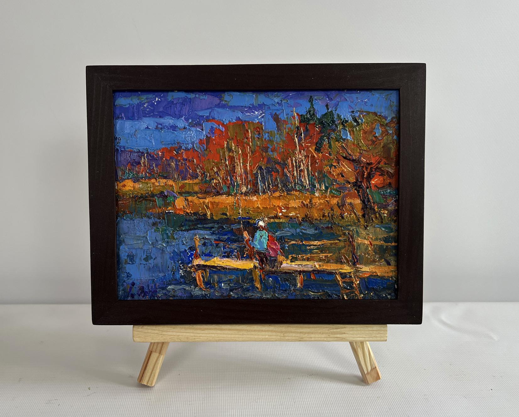 Oil painting Autumn mood near the river by Oksana Ivanyuk