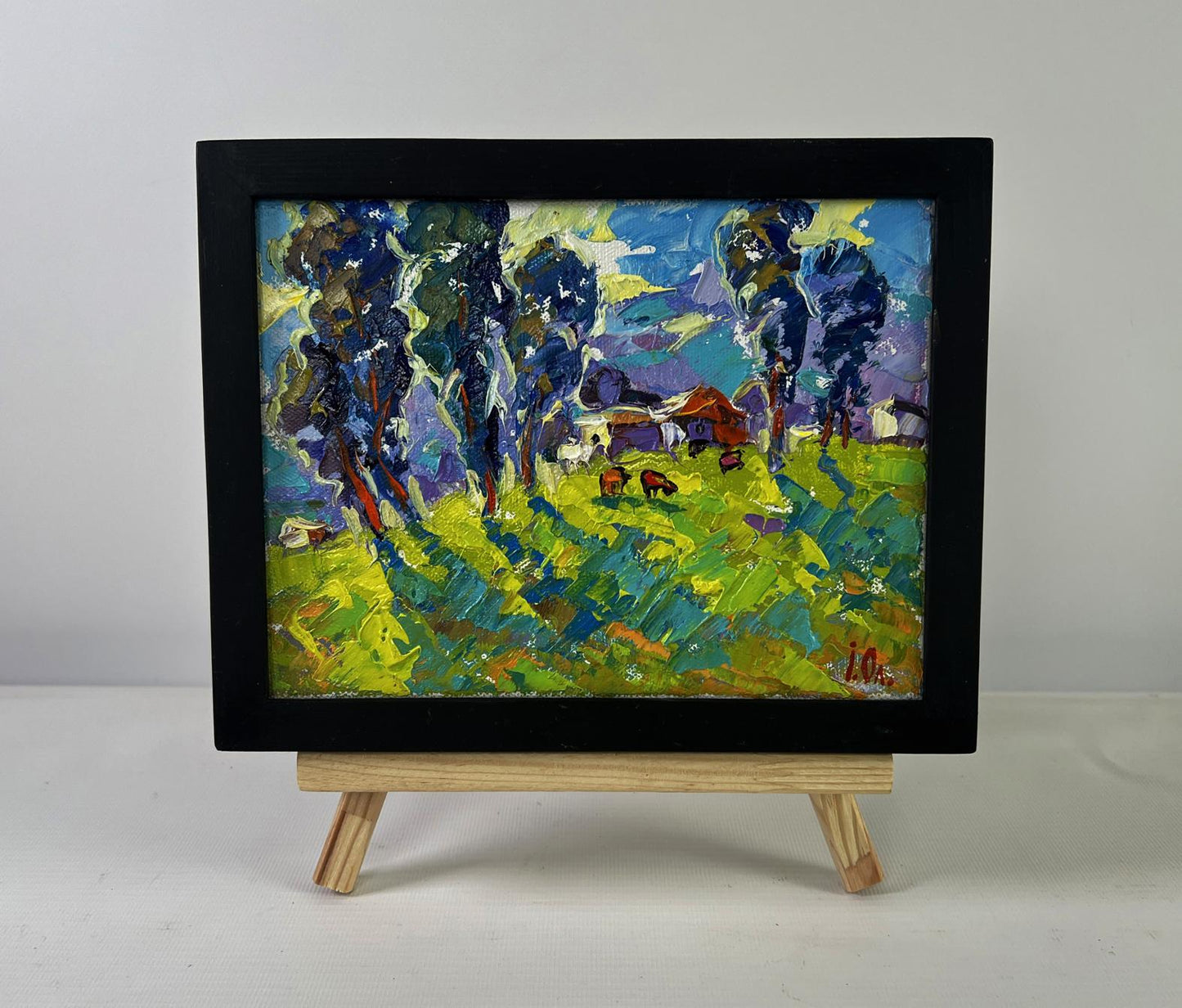Vibrant Oleksiy Ivanyuk oil painting Nature speaks in a whisper of grass in black frame