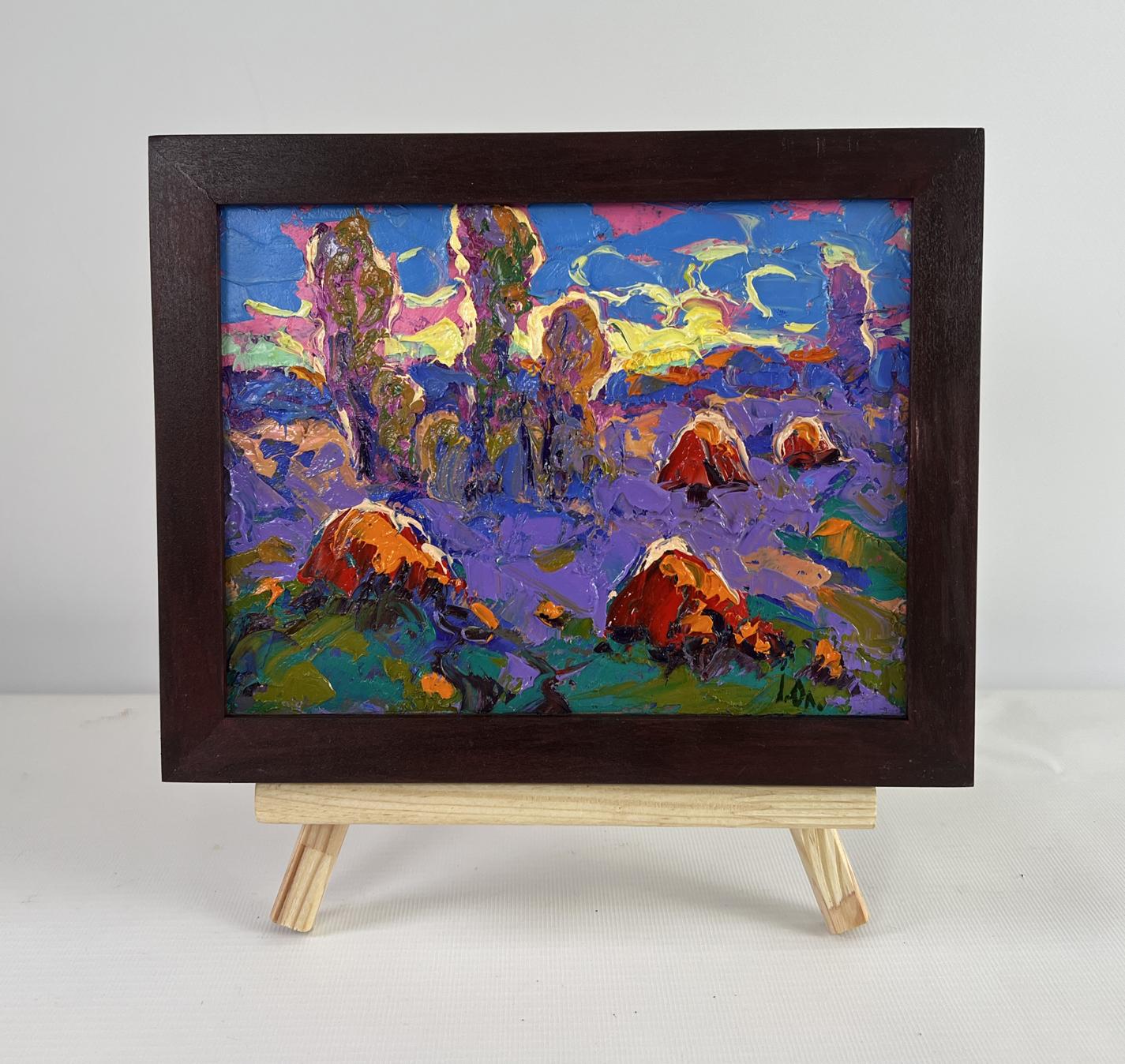 Vibrant Oleksiy Ivanyuk oil painting In the blue distance of dreams in dark frame