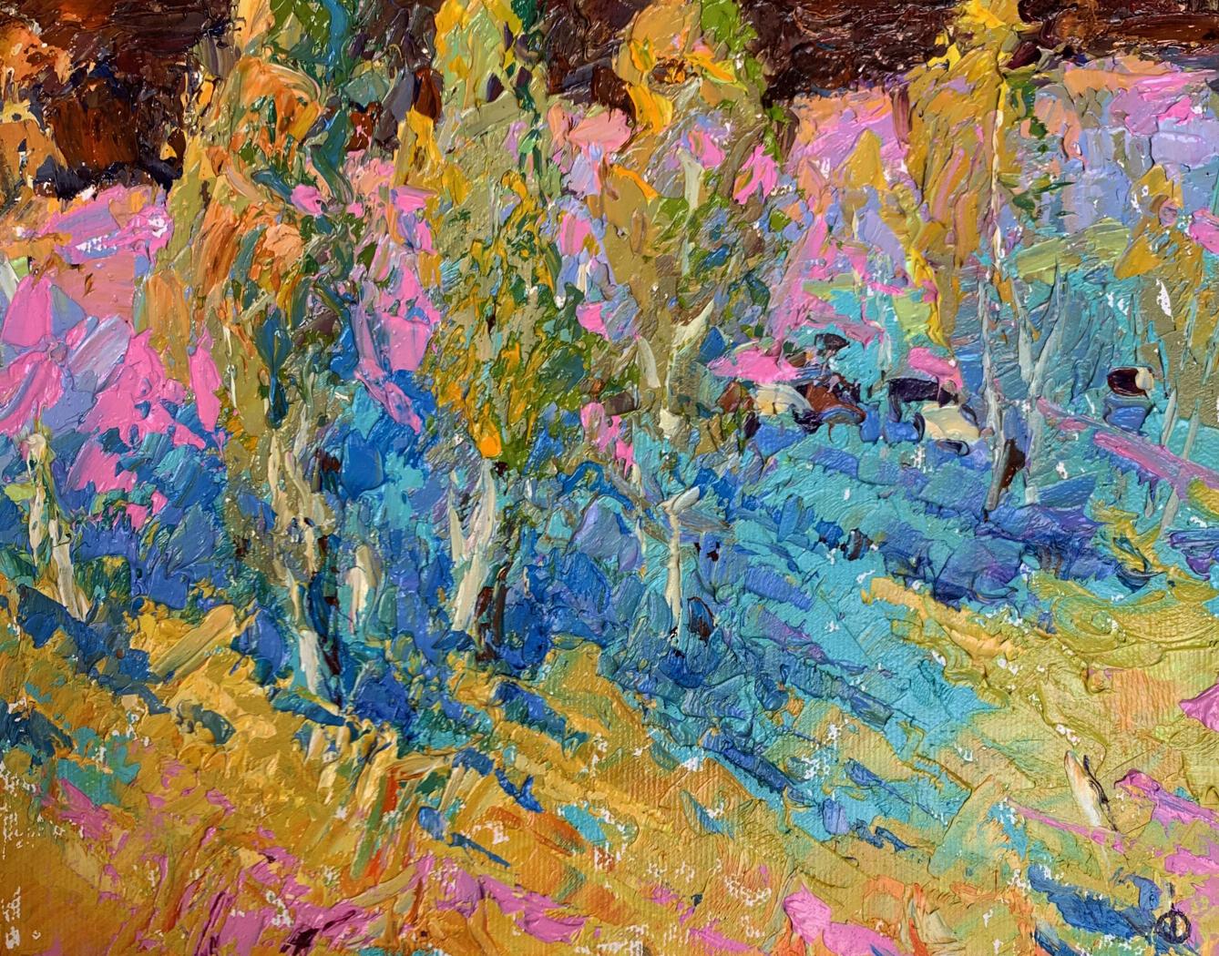 Vibrant impressionist oil painting Near young poplars by Oleksiy Ivanyuk