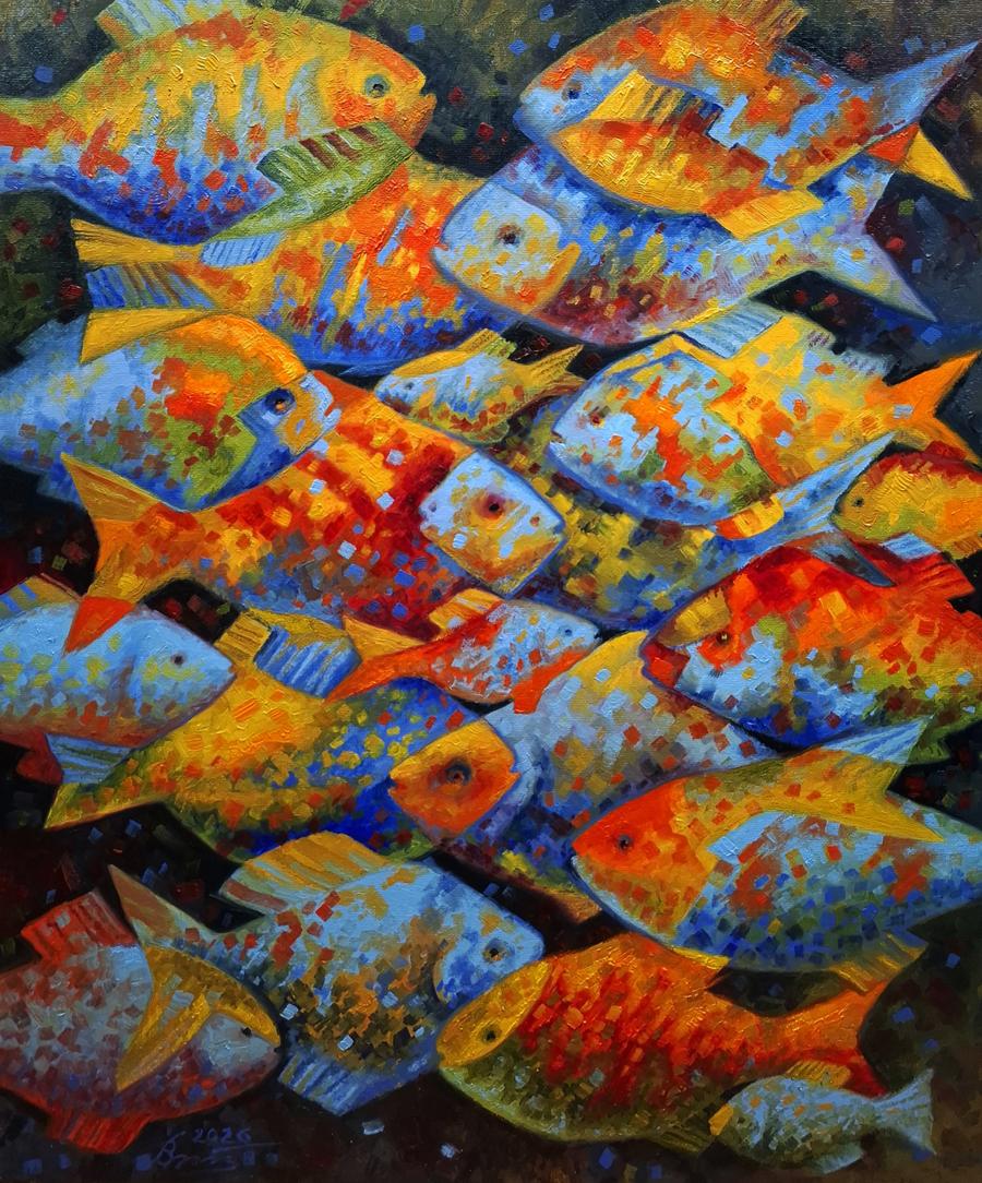 Oil painting Fish puzzles Sergey Voichenko