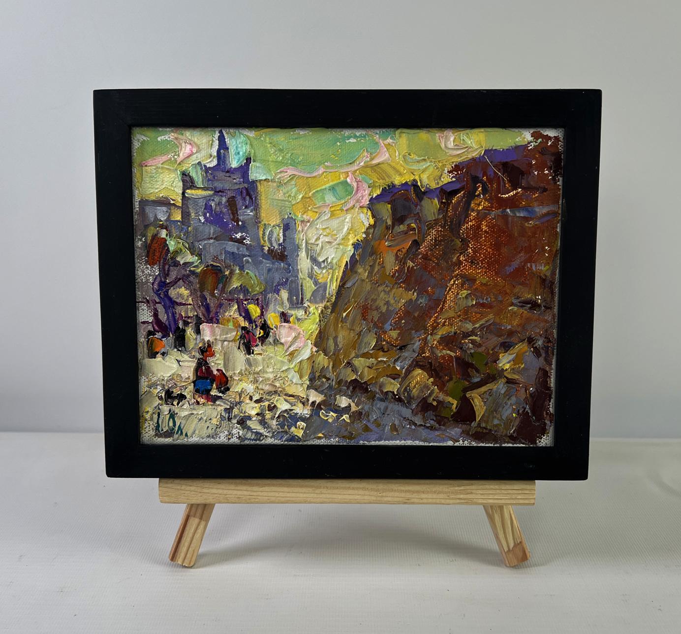 Oil painting of Old Fortress by Oleksiy Ivanyuk in black frame