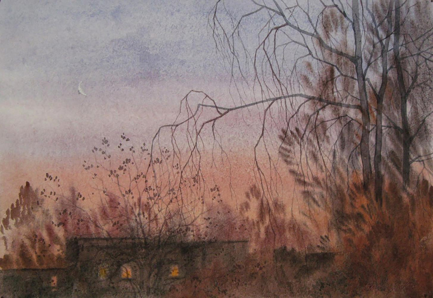 Watercolor painting Evening has come to the city by Valery Savenets