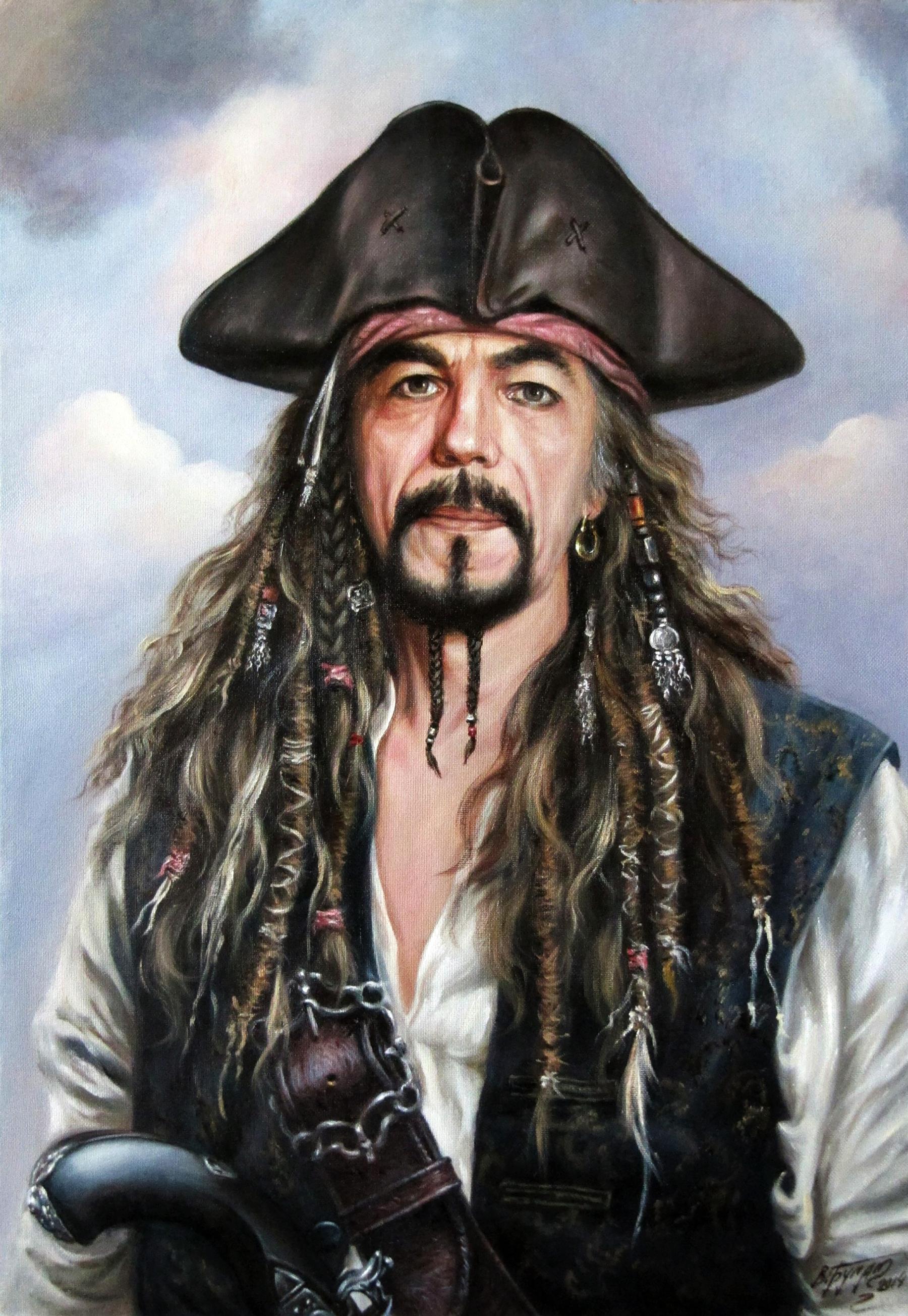 Oil painting self-portrait as Captain Jack Sparrow by Valeriy Bulat
