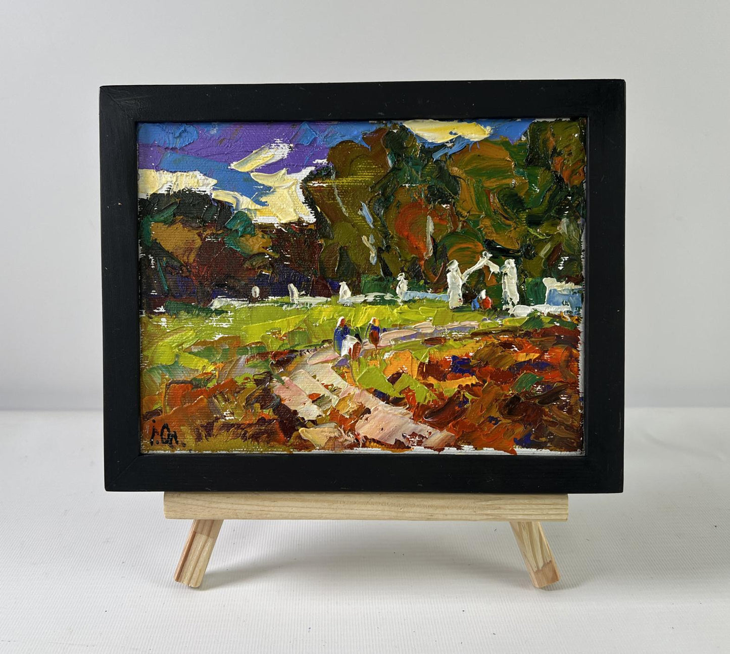 Oil painting In the evening calm by Oleksiy Ivanyuk in black frame