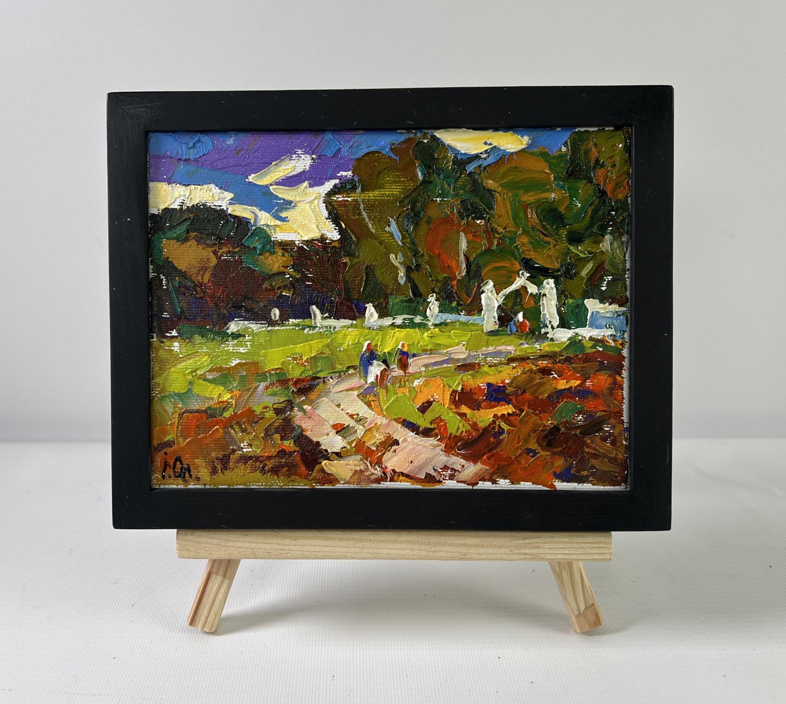 Oil painting In the evening calm by Oleksiy Ivanyuk in black frame