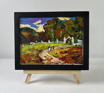 Oil painting In the evening calm by Oleksiy Ivanyuk in black frame
