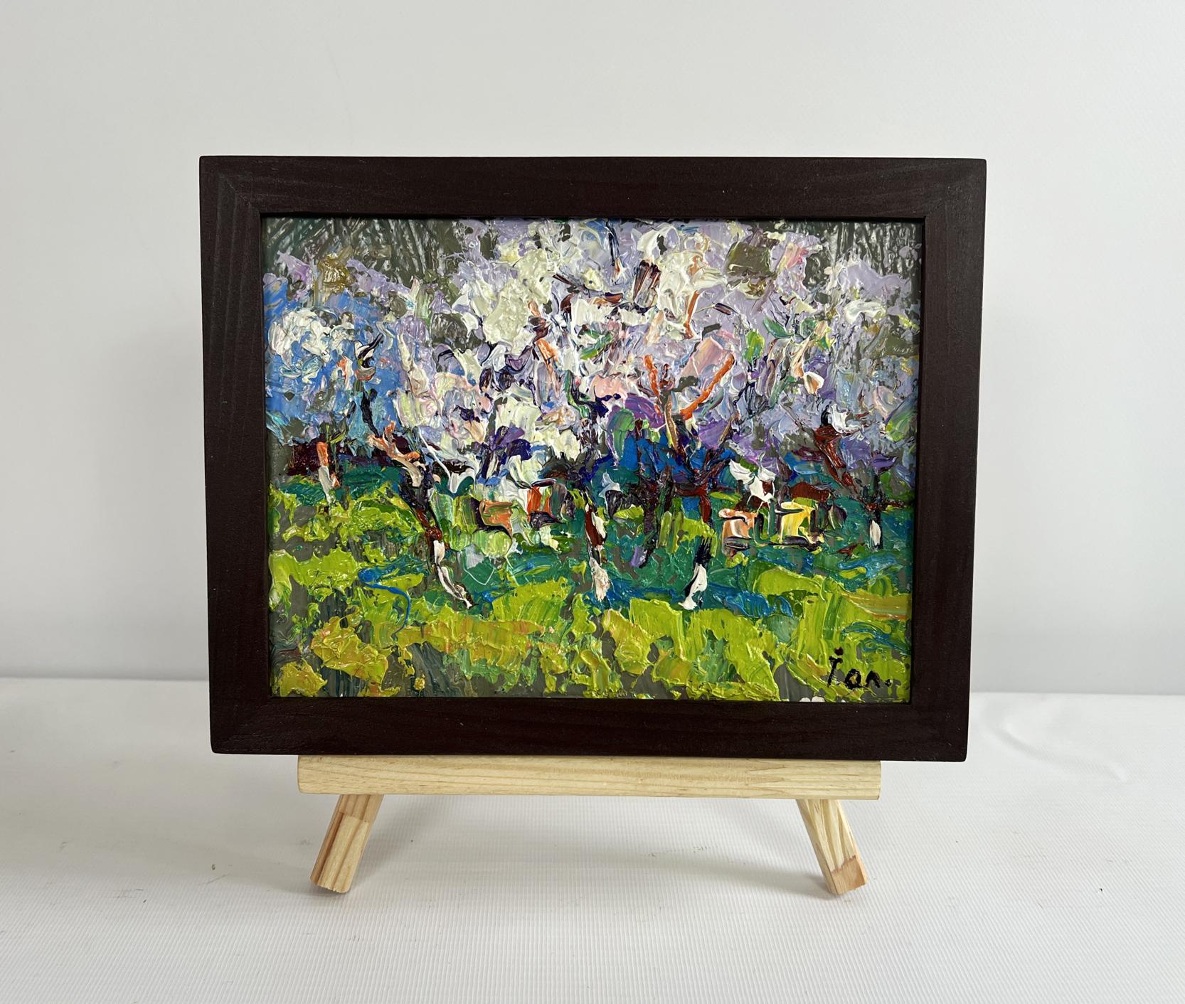 Oil painting The gardens are blooming by Oleksiy Ivanyuk in dark frame