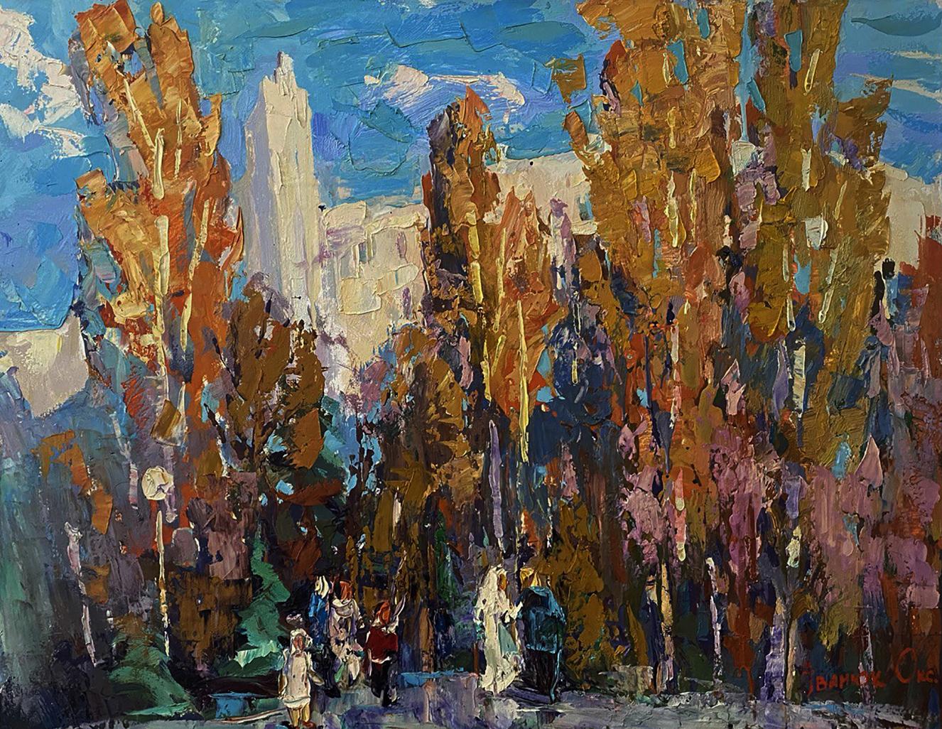 Vibrant impressionist oil painting At the obelisk by Oksana Ivanyuk