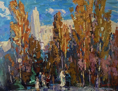 Vibrant impressionist oil painting At the obelisk by Oksana Ivanyuk
