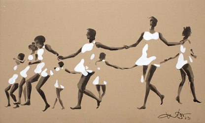 Sepia-toned acrylic painting Light by Dima Filatov with flowing figures