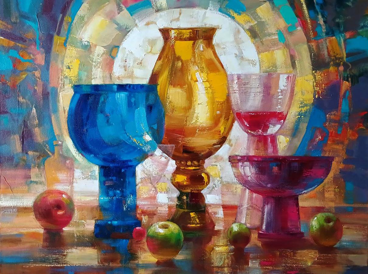 Abstract oil painting Flower Vases Anatoly Tarabanov