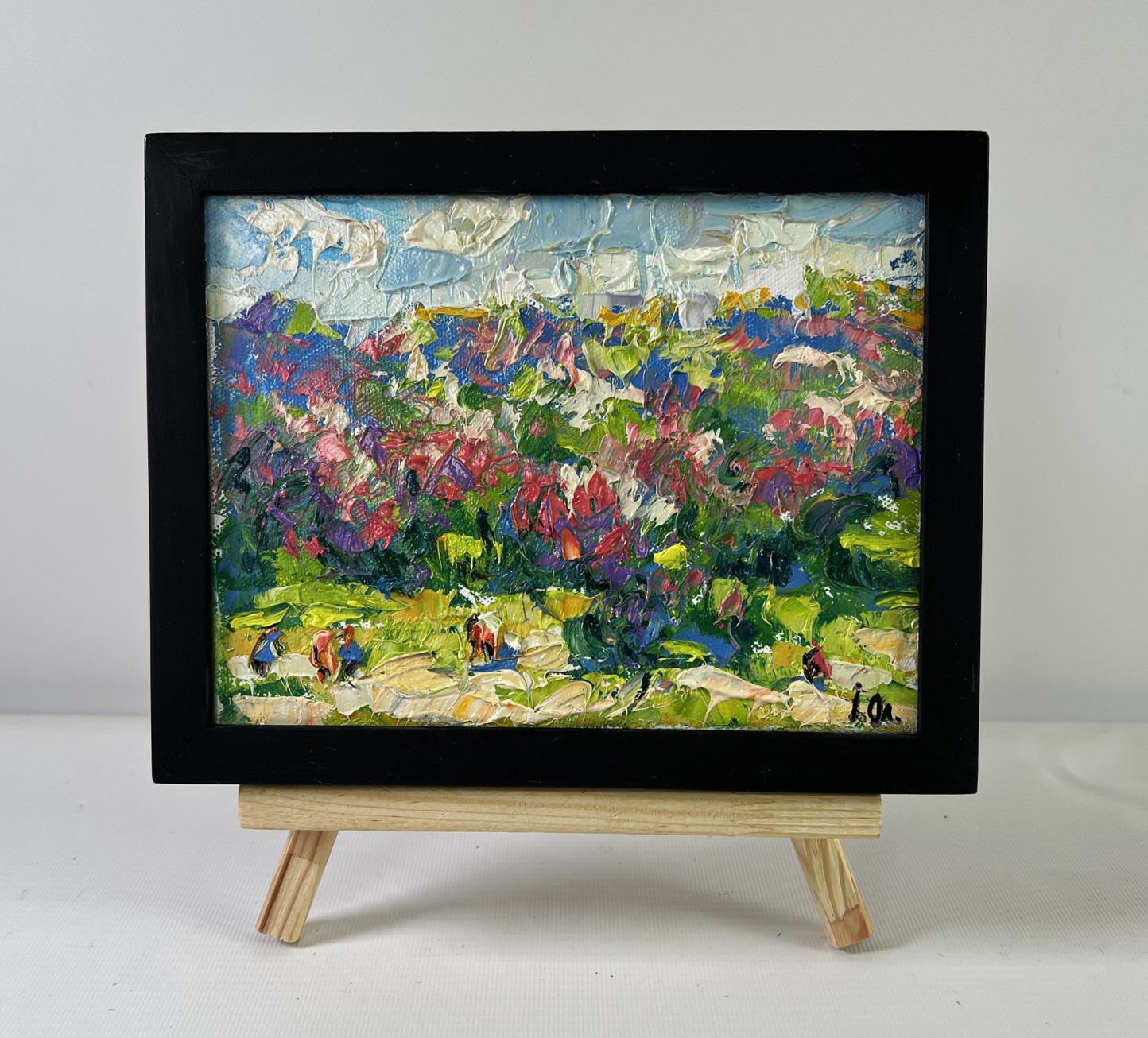 Vibrant oil painting Spring colors by Oleksiy Ivanyuk in black frame