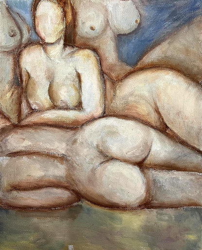 Oil painting of female figures relaxing by Tatyana Nikolsk