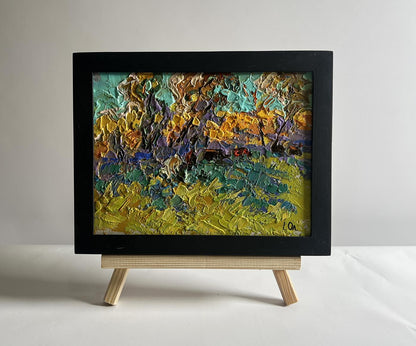 Oil painting A light breeze in the meadows by Oleksiy Ivanyuk in black frame