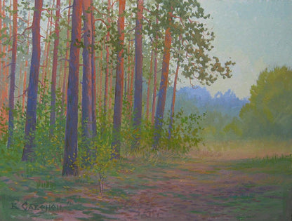 Oil painting Autumn morning in the forest by Valery Savenets