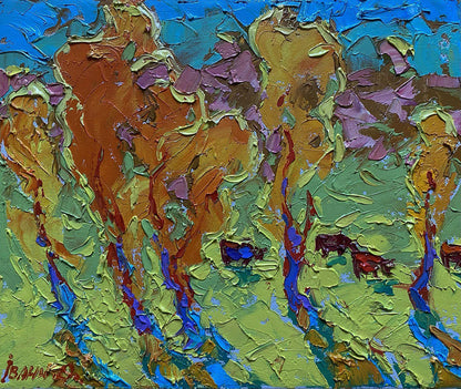 Vibrant impressionist oil painting Sunny Meadows by Oleksiy Ivanyuk