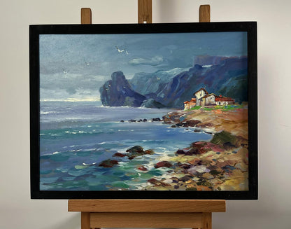 Oil painting of sea and village coziness by Yuriy Suprunchuk