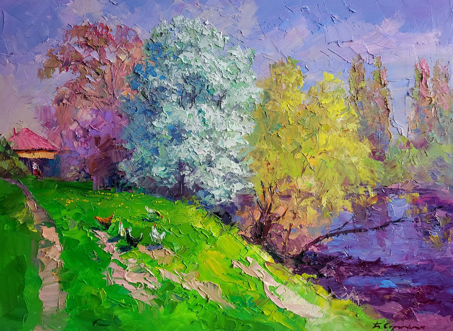 Vibrant impressionist oil painting Spring has come by Boris Serdyuk