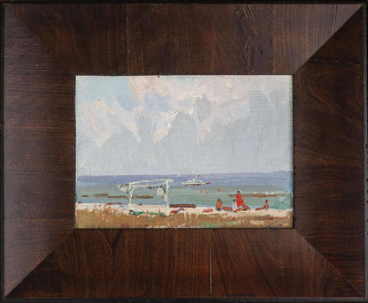 Oil painting Sea shores by Yury Konovalov beach scene in dark frame