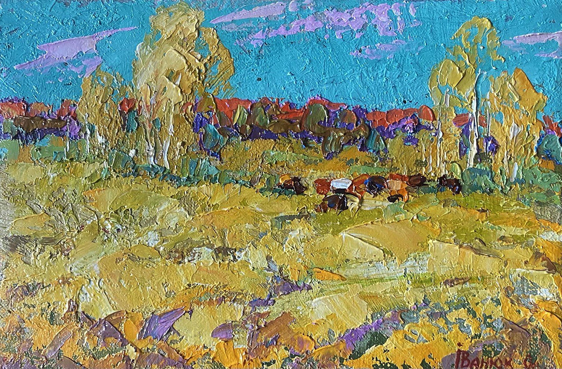 Vibrant impressionist oil painting Bows in Autumn by Oleksiy Ivanyuk