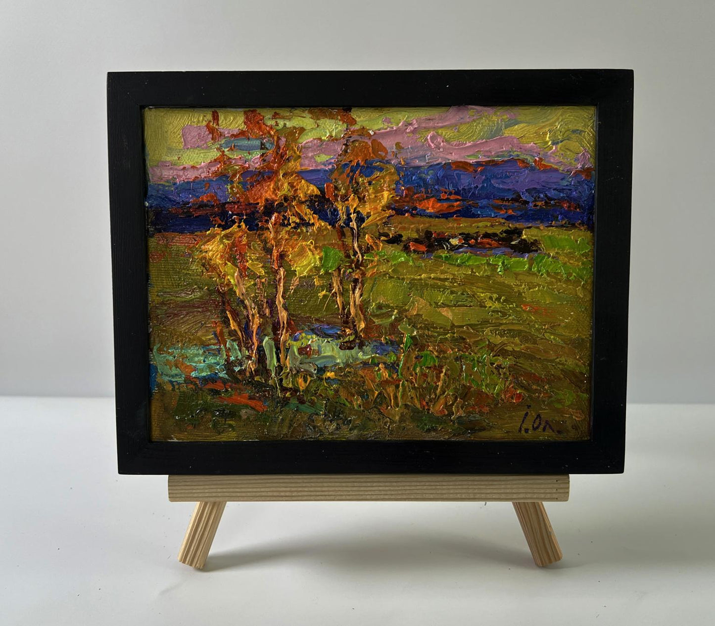 Oil painting Autumn Horizon by Oleksiy Ivanyuk in black frame