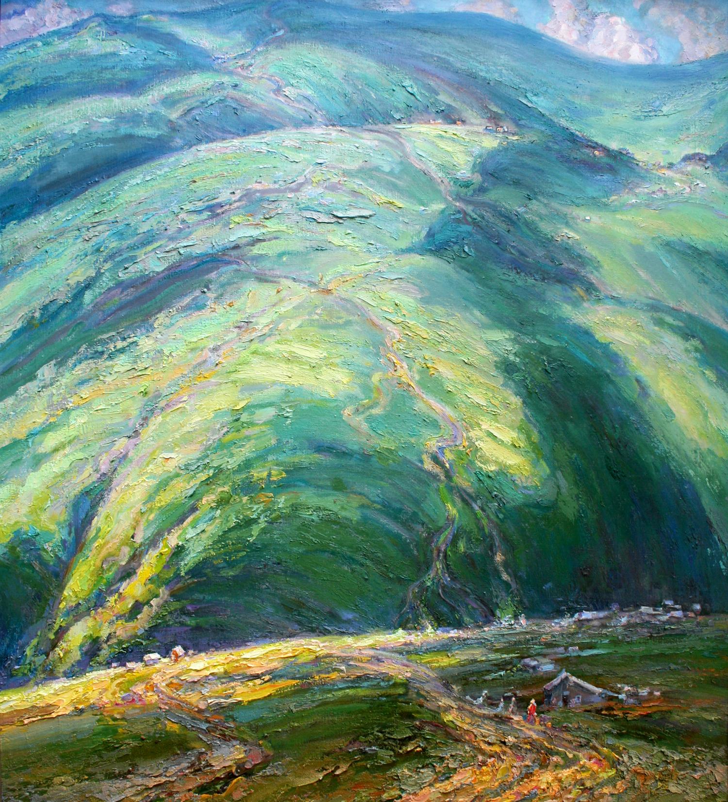 Vibrant impressionist oil painting High in the mountains by Leonid Pavlenko