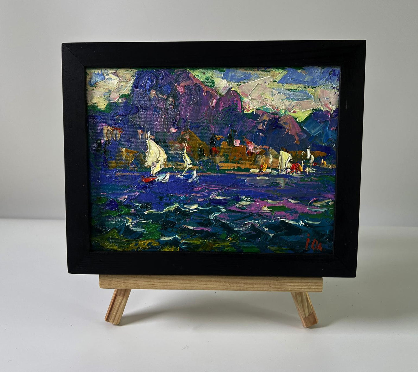Oil painting Summer river breeze by Oleksiy Ivanyuk in black frame