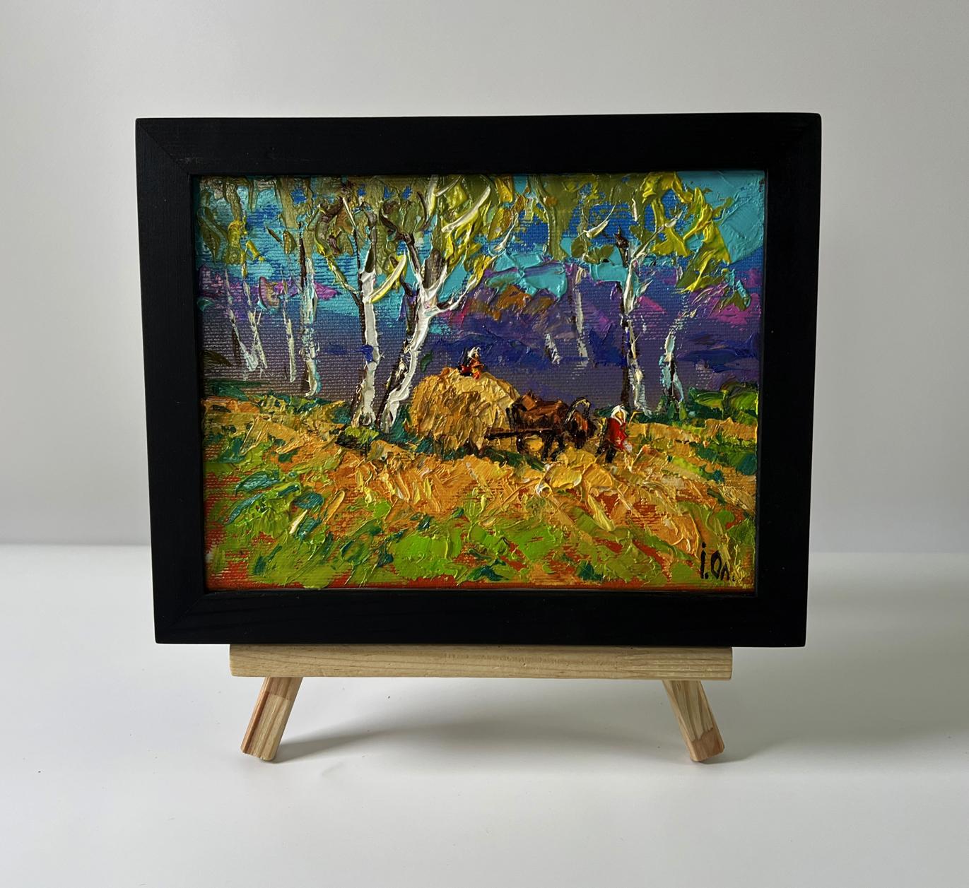 Oleksiy Ivanyuk The Road Home oil painting in black frame, harvest scene