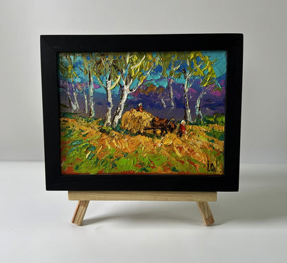 Oleksiy Ivanyuk The Road Home oil painting in black frame, harvest scene