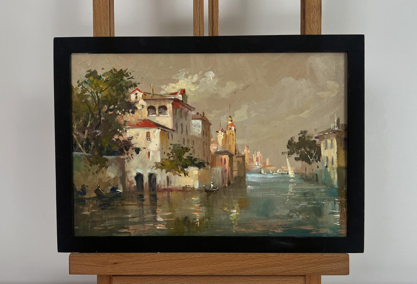 Oil painting Romantic evening in Venice by Yuriy Suprunchuk in black frame