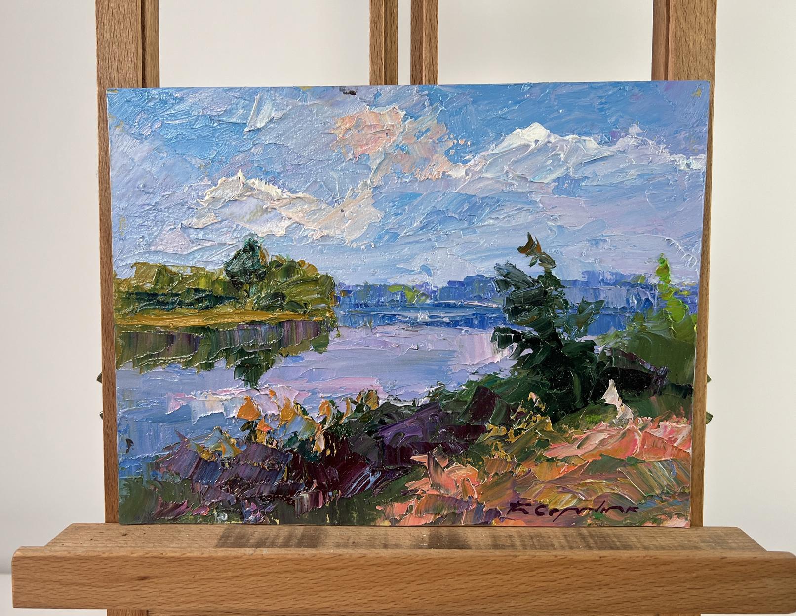Vibrant impressionist oil painting Where the river whispers to the grass by Boris Serdyuk