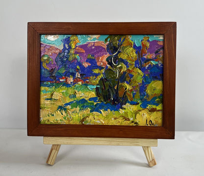 Oil painting Fresh summer morning by Oleksiy Ivanyuk in brown frame