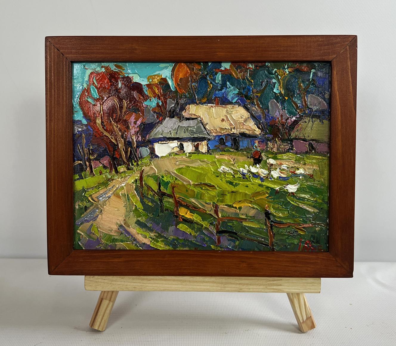 Oil painting Warm rural street by Oksana Ivanyuk autumn countryside scene