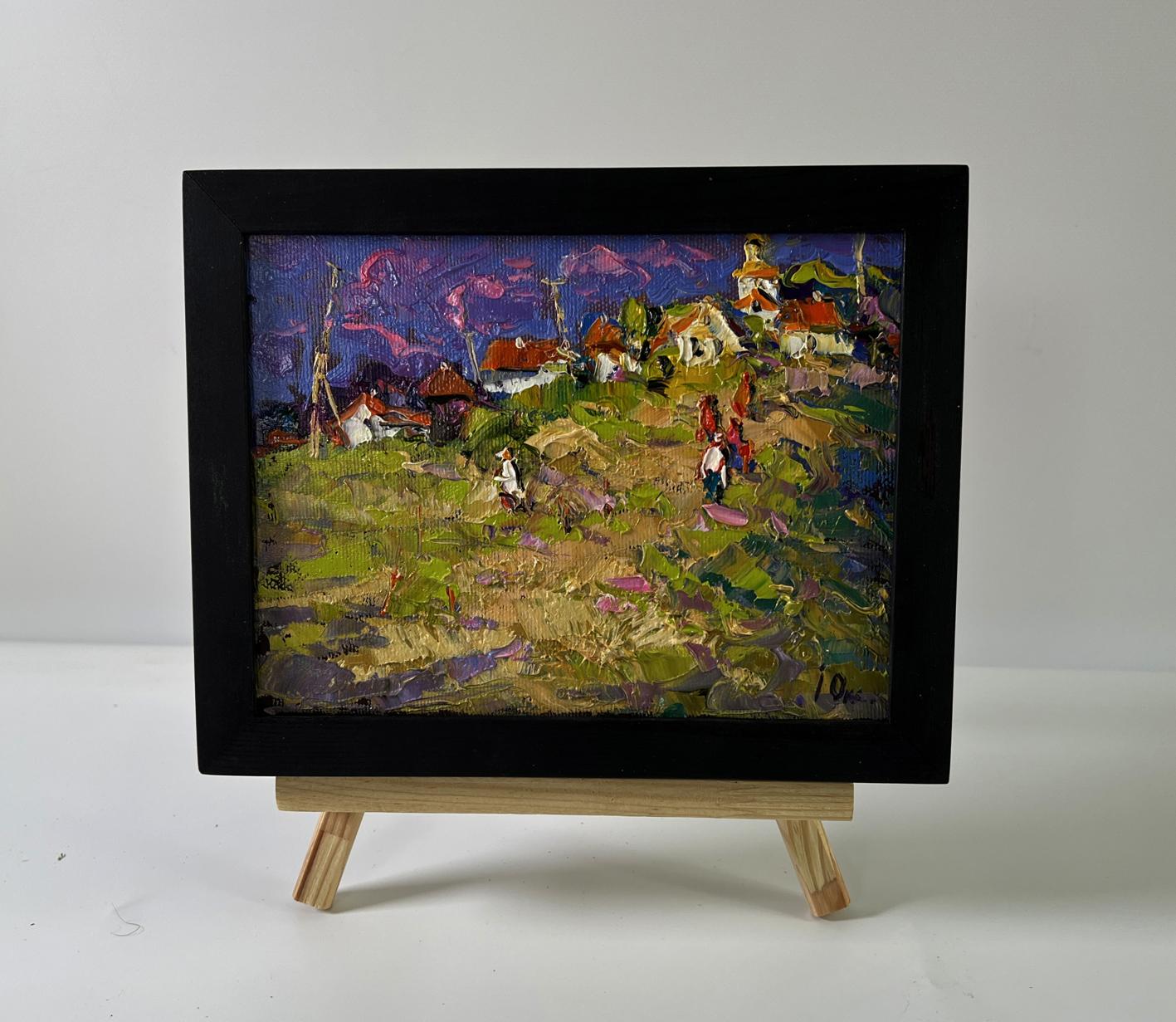 Oil painting Outside the village Oksana Ivanyuk impressionist village scene