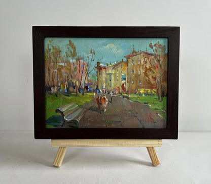 Framed oil painting Golden autumn in the park by Yuriy Suprunchuk