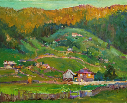 Vibrant impressionist oil painting Evening mountains by Leonid Pavlenko